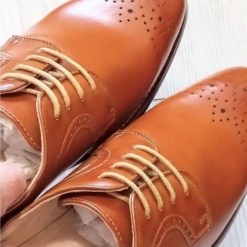 (S-4470) Zriang Mens Classic Brogue Dress Shoes Leather Lined Oxfords Sz 7